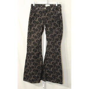 BDG Urban Outfitters Extreme Flare Black Cream Floral Pants Size 24